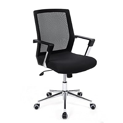 Songmics Fauteuil de bureau pivotant Chaise Siège Hauteur réglable noir OBN83B