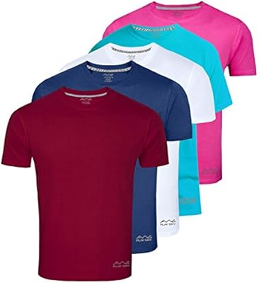 AWG Men's Dryfit Polyester Round Neck Half Sleeve T-shirts - Value Pack of 5