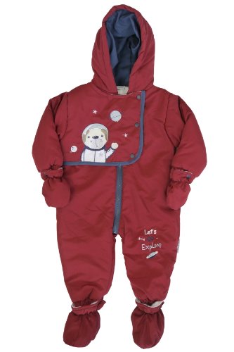 BABIES ALL IN ONE BOYS GIRLS SNOWSUIT WINTER OUTDOOR COAT ONESIE BABY 9 TO 23 MONTHS (18-23 MONTHS, WINE)