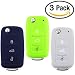 Produktbild Keycarry® 3er Pack Silikon Schlüsselhülle | Autoschlüssel Schlüsselcover Fernbedienung | Universal Zubehör Klappschlüssel für Volkswagen VW Golf, Passat, Bora, New Beetle, Scirocco, Jetta, Touran, Fox, Polo, Tiguan, Eos, Sharan, Touareg, Phateon, Caddy, T5, Amarok, Lupo, Seat Altea, Alhambra, Leon, Ibiza, Exeo, Cordoba, Arosa, Skoda Octavia, Fabia, Superb, Roomster, Yeti | Schutzhülle Tasche Gehäuse (3 Tasten) (Marineblau, Neongrün, Grau)