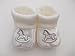Unisex knitted little rocking horse baby bootees white newborn to 3 months