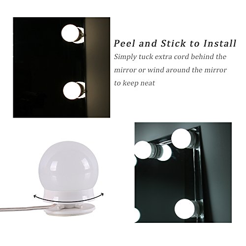 comprare on line Kit Luci per Specchio WanEway Stile Hollywood per Trucco Specchio Cosmetico con Illuminazione e Alimentazione, 6 lampadine a LED, Specchio non Incluso prezzo