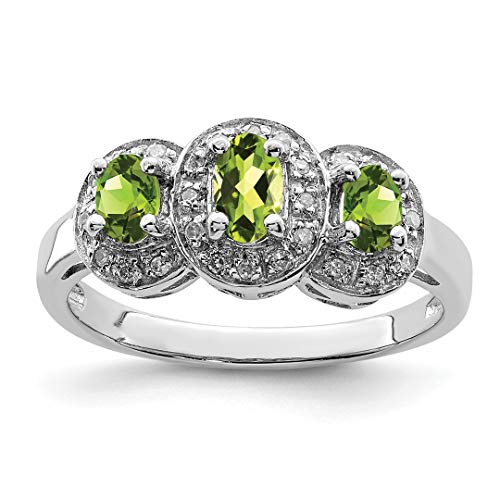 925 Sterling Silver Green Peridot Diamond Band Ring Stone Gemstone Fine Jewelry For Women Gift Set