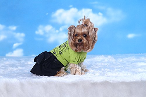 Doggy-Dolly-D292-Dog-Dress-with-Print-and-Layer-Skirt-GreenBlack