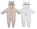 STYLE MIXX Baby Girls Boys Bear Hooded Ski Suit Snowsuit Pramsuit All In One Coat Jacket (3-6 MONTHS, WHITE TEDDY 15C209)