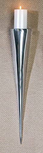 Wandleuchter Fackel aus poliertem Alu · Höhe 60 cm · Breite 12 cm · Tiefe 8,5 cm