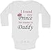 I Found My Prince His Name Is Daddy - Personalized Long Sleeve Baby Vests Bodysuits Baby Grows - Unisex (Boys, Girls) - White - 3 - 6 Months