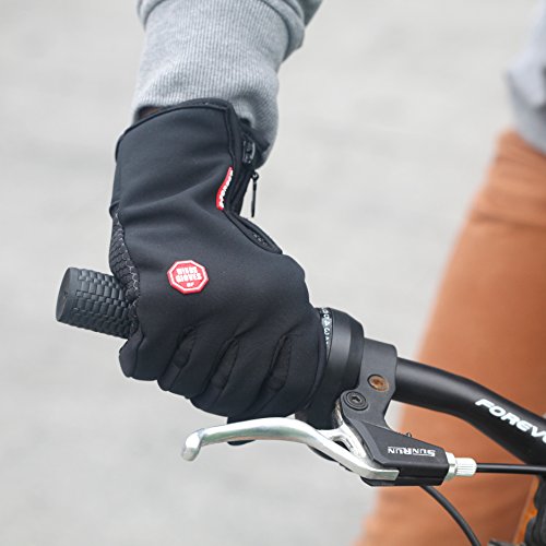 Fahrradhandschuhe, Touchscreen, wasserdicht und winddicht von Browill, Winterhandschuhe, Radsport Handschuhe, Sporthandschuhe, Geeignet für den Outdoor Sport wie Radsport, Reiten, Skifahren, Klettern, Laufen, Wandern, Autofahren , Camping, [L, Schwarz] - 4