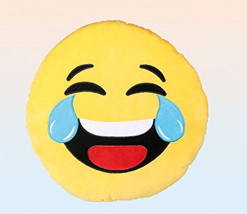 Kissen Dekokissen XXL Emoticon Emoji Smiley Frech Herz Cool Lachen Poo ca. Ø 50 cm , Farbe:Blau