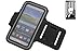 Produktbild Neopren Jogging Armband Sportarmband Oberarmband für Alcatel One Touch Pop 4+, schwarz mit Reflektor Streifen. Fitness Lauf Armband