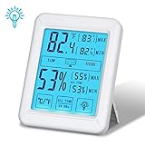 ▉✿▉ Registros Máx y Mín ►►Termómetro higrómetro digital muestra temperatura MAX y MIN, que le permite reaccionar de antemano, como ajustar el termostato o el humidificador. Adecuado para habitación de bebé, dormitorio, hogar, guardería, sótano, bodega, almacén e invernadero.【Almacenamiento de altas y bajas datos de las últimas 24 horas O desde el último reinicio】