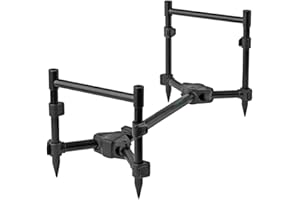 Sonik Sports Hero X 2 Carp Fishing Rod Pod HC0098 - Aluminium Fishing Rod Holder with Padded Storage Case - 22.5 x 52-75 x 21.5-40 cm (Black) - For Carp Fishing