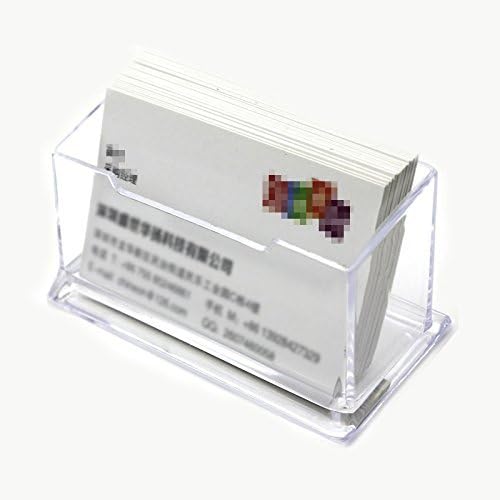 ohofy 1X Transparent Simple Lattice Office Desktop Business Card Holder Case Display Box
