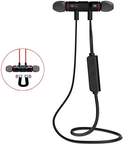 Sport Headset Magnetic Wireless Bluetooth Earphones In-Ear Noise Reduction Headphone Sweatproof Stereo Earpiece for iPhone 7 6 6S Plus Samsung S8 S7 S6 S5 LG HTC Etc (Black)
