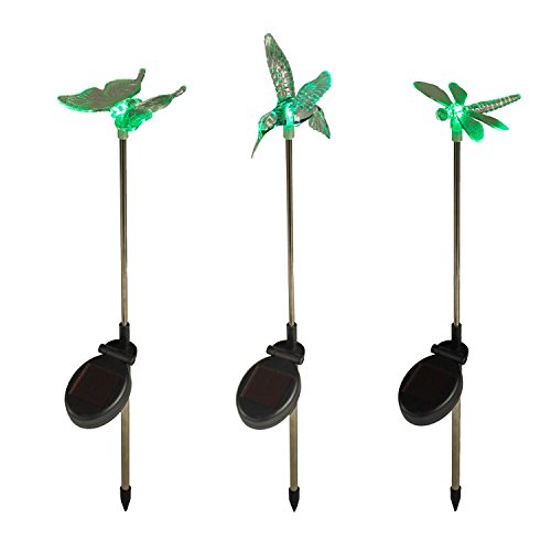 3er Set Solar Stableuchten Gartendeko Libelle Kolibri Schmetterling Lights4fun - 3