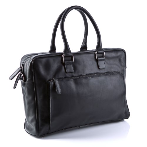 BACCINI Laptoptasche BEN – Notebooktasche groß fit für 15.4″ – Businesstasche – echt Leder schwarz - 2