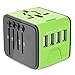 Produktbild Universal Reisestecker, Bothink Reiseadapter mit 4 USB Ladeports für Mobiltelefon Pad Laptop, Universal Weltweites Reise Ladegerät Internationale Netzadapter Stromadapter für US EU AU UK (Grün)