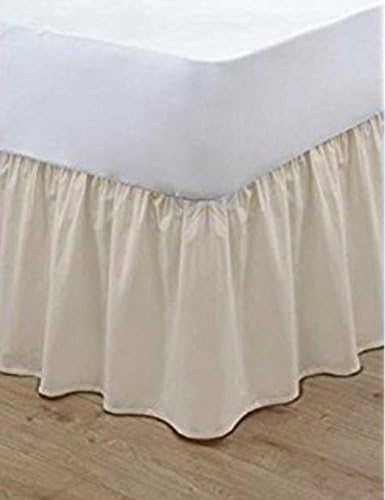Plain Dyed Poly Cotton Soft Frilled Base Valance Sheets Bed Sheets Covers (King, Cream)