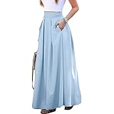ORANDESIGNE Gonna Donna Elegante Elastica A-Linea Vita Alta Plissettata Swing Gonna Lunga Estate Vintage Casual Boho Maxi Gon