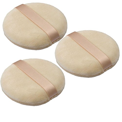 Brightake 3pcs Round Shaped Powder Puff Soft Makeup Cosmetic Sponge - Beige