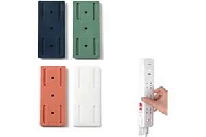 WANWEN 4 Pcs Self-Adhesive Desktop Socket Fixer, Adhesive Punch-Free Socket Holder, Power Strip Holder Fixator, Self Adhesive Power Strip Holder for Kitchen Home (4pcs)
