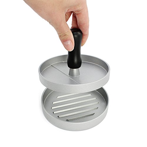COM-FOUR® Hamburgerpresse aus Druckguss-Aluminium, ca.12 x 8,5 cm - 5
