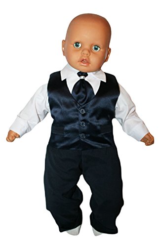Taufanzug Baby Junge Kinder Hochzeit Anzüge Festanzug, 4tlg , Marineblau-Weiß K15 Größe 74 - 2