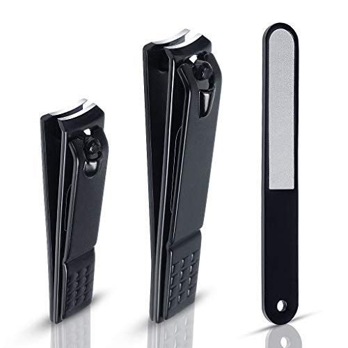 Nail Clippers Set Stainless Steel Heavy Duty Sharp Toenail and Fingernail Cutters For Men And Women Black