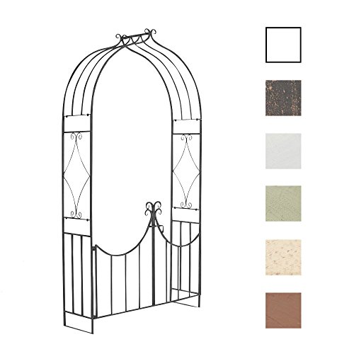 CLP Metall-Rosenbogen VIOLA mit TOR / TÜR, Eisen pulverbeschichtet, Doppeltor ca. 120 cm breit, Höhe 230 cm bronze