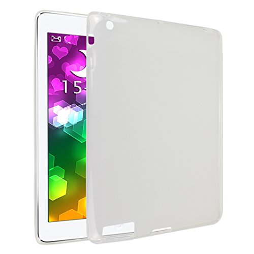 iPad 2 Silkon Hülle, Asnlove TPU Schutzhülle Tasche Case Cover Kratzfest Weich Flexibel Silikon Bumper in Matt Crystal Transparent Tablet Schutzhülle für Apple iPad 2 / 3 / 4, Weiß
