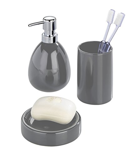 WENKO 20387100 Seifenspender Polaris Grey, Fassungsvermögen 0.39 L, 9.5 x 16.2 x 9 cm - 2