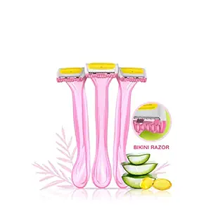 LetsShave Evior Bikini Line Trimming Razor for Women - Pack of 3, Razor for Sensitive Area | Reusable Razor | Safe & Clean | Irritation Free Shave