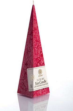 UnBeelievable 100% Pure Eco Palm Wax Candle Pyramid - 22 cm height Dripless Pair - Natural Subtle Fragrance (Burgundy, 1)