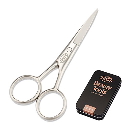 hfun - Tijeras para Cejas, barba bigote pequeño tijeras para nariz y orejas inoxydant hombre y mujer