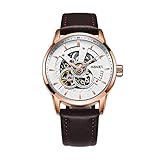XINLEE Herrenuhr Zeiger wasserdichtem Leder Gürtel automatische mechanische Uhr, 004