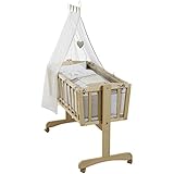 Komplettwiegenset Tierfreunde feststellbare Wiegefunktion natur • Komplettwiege Stubenbett Stubenwagen Baby Pendel Wiege Bett Set