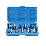 El juego incluye: 1/4 "drive: 4 mm, 5 mm, 6 mm; 3/8" Drive: 8 mm, 9 mm, 10 mm, 12 mm, 14 mm (prueba); 1/2 "Drive: 16 mm (prueba), 18 mm (prueba) cumple y supera las normas ANSI y viene con una garantía de reemplazo de por vida