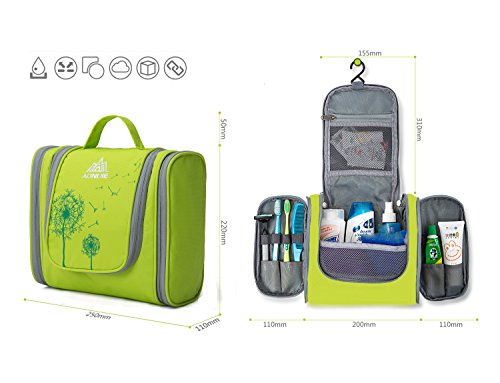 Kulturtasche Reise Kulturbeutel Zum Aufhängen für Frauen & Männer Kosmetiktasche mit Henkel Faltbar Wasserresistente Waschtasche mit vielen Fächern kostenlosen Bonus Reise Silikon Flaschen Set - 4