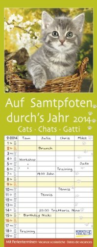 Auf Samtpfoten durchs Jahr 2014: Planer mit 4 Spalten. Mit Ferienterminen