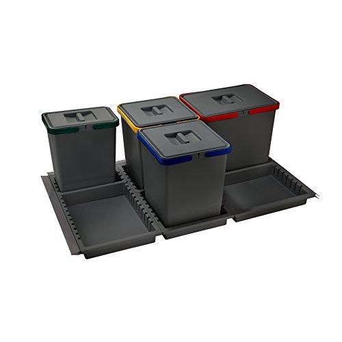 ELLETIPI Metropolis PTC28 09050 2F C10 PPV - Cubo de Basura de Reciclaje de cajón, Gris, 81 x 46 x 28 cm