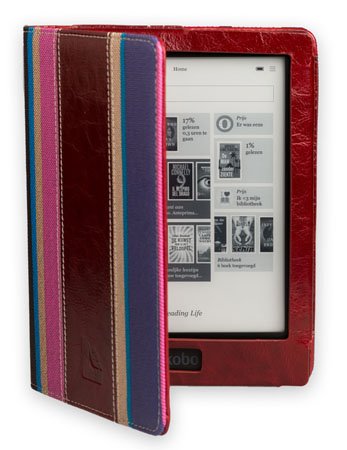 Die original GeckoCovers Luxus Kobo Aura HD Hülle Case Tasche Cover mit auto 'wake-up/sleep' Funktion in der Farbe Fashion rot / pink - Im praktischen Buchstyle und Magnetverschluss