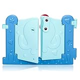 BABY VIVO Laufgitter Laufstall Baby Absperrgitter Krabbelgitter Schutzgitter für Kinder aus Kunststoff mit Tür und Spielzeug 14 Elemente - 8