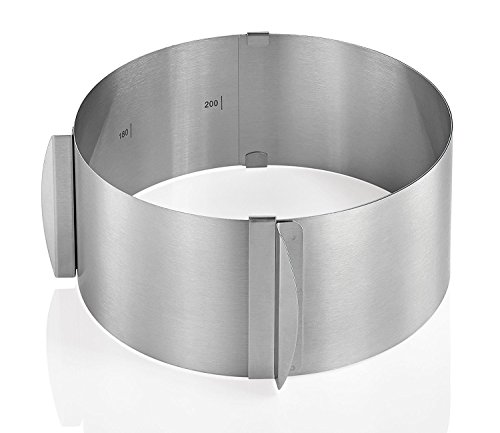 Da.Wa Tortenring Verstellbarer Kuchen Ring Edelstahl Tortenring mit Skalierung, 8,5 cm hoch, Durchmesser verstellbar von 16 bis 30 cm