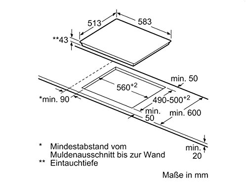 Siemens EA645GN17 iQ513 Kochfeld Elektro / 58.3 cm / Flachrahmen-Design-Glasschutzbedruckung / Komfort: 4 highSpeed-Kochzonen, davon-1 mit zuschaltbarer Bräterzone- 1 Zweikreis-Kochzone / Schwarz – Bild 3