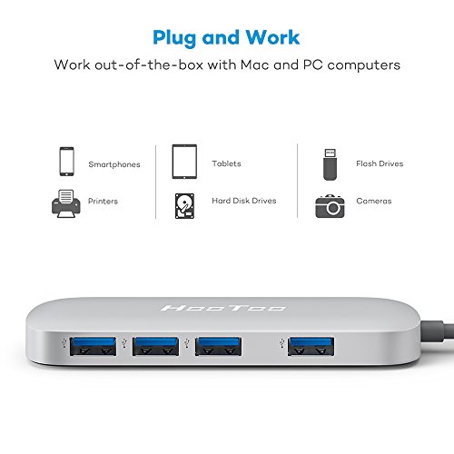 HooToo USB-C Hub Type-C Hub mit 4 USB 3.0 Anschlüssen für MacBook und Windows USB C Laptop, Silber - 4