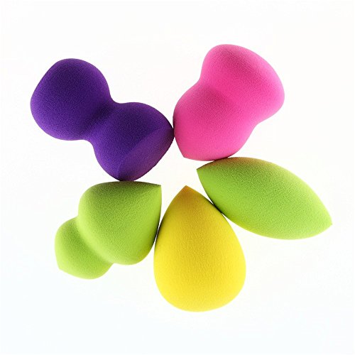 VALUE MAKERS 5Pcs Non-latex Pro Beauty Flawless Makeup Blender Foundation Puff-Multi Shape Sponges-Smooth Shaped Water Droplets Puff-Powder Blending Sponge Puff-Beauty Cosmetics Make Up Tools Kit Set