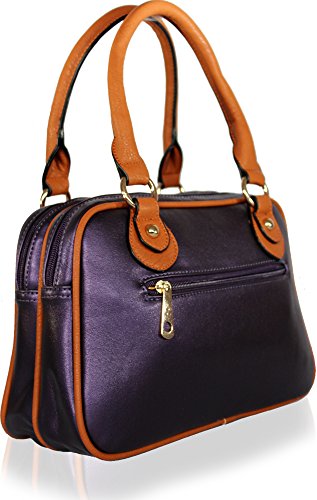 KukuBird Owl Coin Pouch detail Pattern Faux Leather Designer Boutique Totes Handbag - PURPLE