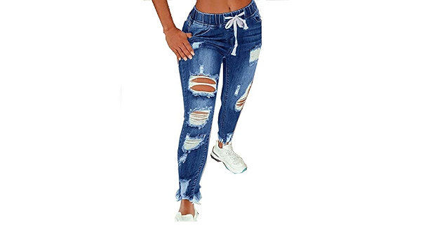 Jeans Skinny Elasticizzati da Donna Pantaloni Eleganti Strappati Distrutti con  Buchi Jeans Pantaloni Boyfriend a Vita Alta Pantaloni Corti Jeans Skinny  Slim Fit Jeans Alla Caviglia con Fori Strappati : Amazon.it: Abbigliamento