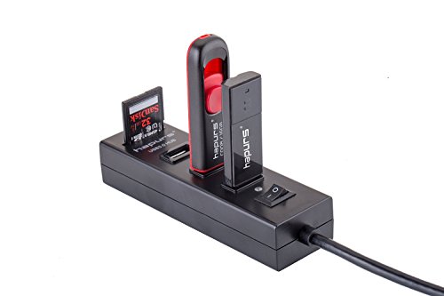 Hapurs USB 3.0 Hub 3-Port With Card Reader 9-in-1 Portable USB3.0 High-Speed-SD-TF MMC-Kartenleser mit Netzschalter - 3