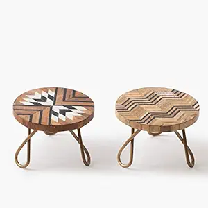 Casa Decor Round Chalosse Filament Plant Stand Small Round Modern Home Decor Side Table for Multi Purpose for Indoor and Outdoor (Set of 2)